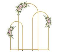tinysiry 3 supporti per fondali ad arco nuziali, 1,8 m, 1,5 m, 1,2 m, 1,2 m, per esterni, quadrati, in metallo dorato, per cerimonie nuziali, baby shower, feste di compleanno, giardino, decorazioni
