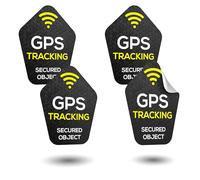 TinyTag® 4 adesivi indicativi per GPS Tracker - Adesivo di avviso resistente agli agenti atmosferici come protezione antifurto per la tua bicicletta, eBike, auto, moto e valigia - A prova di bomba e