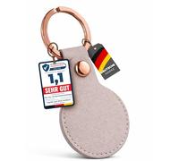 TinyTag® - AirTag Portachiavi in pelle per Apple AirTag 1° e seconda generazione - AirTag ciondolo in pelle - Custodia AirTag (tortora oro rosa)
