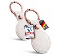 TinyTag® - AirTag Portachiavi in pelle per Apple AirTag 1° e seconda generazione - AirTag ciondolo in pelle - Custodia AirTag (Urban Grey | Confezione da 2)