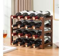 Tinyuet Portabottiglie Vino, Portabottiglie in Bambù a 4 Piani per 16 Bottiglie Standard, Portabottiglie Autoportante per Vino, Perfetto per Cucina, Soggiorno, Cantina - 43x23x38 cm