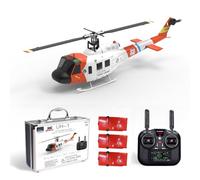 TinyWizTo F07S UH-1 Huey 1/34 RC elicottero modello, 2.4G 6CH Brushless Direct Drive 6G Flybarless RC Airplane con GPS e acceleratore regolabile sinistra/destra (RTF/White Rescue Livrey)