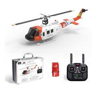TinyWizTo F07S UH-1 Huey 1/34 RC elicottero modello, 2.4G 6CH Brushless Direct Drive 6G Flybarless RC Airplane con GPS e acceleratore regolabile sinistra/destra (RTF/White Rescue Livrey)