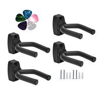 Tioamy Chitarra Parete Ganci Stand Guitar Supporto Gancio Montaggio a parete Ganci Appendi Titolare per Chitarra Elettrica Basso Elettrico Ukulele Violino (4 pack 5 plettro)
