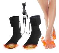 Tioheam Calzini riscaldati elettrici - Calze Termiche Ricaricabili Tramite USB | Forniture per Calore Invernale a Riscaldamento rapido, Calza Termica Lunga da 5 V per Ciclismo, Viaggi, Esterni