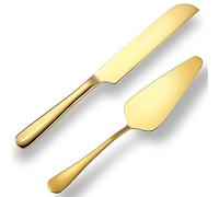 tiokin Set di coltelli e server torta nuziale, placcatura in titanio oro set di taglio torta in acciaio inox per matrimonio includono un tagliacarte e un cameriere