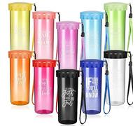 Tioncy 10 bottiglie d'acqua trasparenti portatili con coperchio e cinghia, ideali per ringraziamenti e motivazioni, regalo per insegnanti, per allenatori, colleghi, infermieri (multicolore)