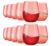 Tioncy 12 bicchieri da vino in plastica trasparente colorata, riutilizzabili, senza stelo, infrangibili, in plastica pastello, per matrimoni, feste di compleanno, vino, cocktail, champagne (rosso
