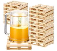 Tioncy 18 mini pallet di legno sottobicchieri rustici quadrati da bar per bevande calde fredde bevande vino birra protezione tavolo artigianato fai da te, 10,2 x 10,2 x 1,5 cm