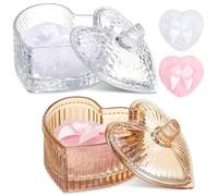Tioncy 4 spugnette grandi per cipria e contenitori, extra large, morbide, lavabili, riutilizzabili, soffici, spugnette per il trucco bagnate e asciutte (cuore, ambra e trasparente)