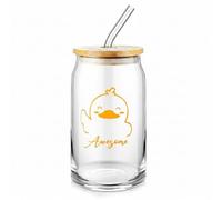 Tioncy You're Awesome - Bicchieri con coperchi e cannucce in bambù, regalo di ringraziamento, regalo di apprezzamento, 453,6 g, tazze di vetro a forma di lattina, per donne, uomini, dipendenti, amici,