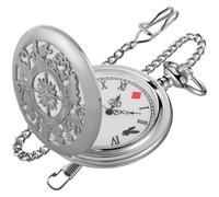 Tiong Cf-new30 Orologio da tasca da uomo, al quarzo, con numeri arabi luminosi, quadrante nero, orologio da tasca con catena, colore: argento