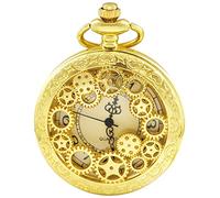 Tiong Gears Orologio da tasca vintage Hollow Steampunk Pocket FOB orologi con catena per uomo, Bsn070-oro, Vintage