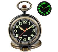 Tiong Orologi da tasca al quarzo con numeri arabi da uomo con catena e scatola, Bronzo, feste, tutti i giorni