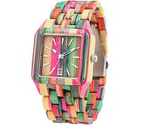 Tiong Orologio da donna in legno quadrante rettangolare naturale realizzato a mano analogico al quarzo regolabile in legno(Q2042)