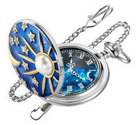 Tiong Orologio da tasca al quarzo, orologio da tasca creativo a stella, orologio da tasca alla moda per uomini e donne, regali di anniversario per vacanze