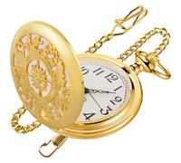 Tiong Orologio da tasca da uomo al quarzo con bussola cava dorata, numeri arabi luminosi, quadrante nero, orologio da tasca con catena, Cf-nuovo29