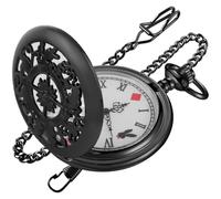 Tiong Orologio da tasca da uomo, al quarzo, con numeri arabi luminosi, quadrante nero, con catena, Cf-new32