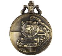 Tiong Orologio da tasca vintage locomotiva da uomo con numeri arabi quadrante 3D treno a vapore orologi da tasca da uomo con catena, 58-bronzo, Retrò