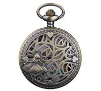 Tiong Orologio da taschino Alice nel paese delle meraviglie con numeri romani, al quarzo, con catena, regalo di Natale e compleanno, 55-bronzo, Retrò