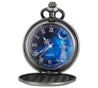 Tiong Orologio da taschino con scritta "to my son", classico, vintage, al quarzo, con catena, regalo di compleanno o di Natale, Figlio-grigio, Classico