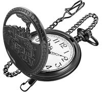 Tiong Orologio da taschino da uomo, al quarzo, con quadrante bianco e numeri arabi, con catena, Cf-nuovo13