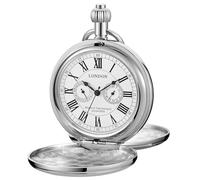 Tiong Orologio da taschino meccanico da uomo con doppia copertura, quadrante con catena romana al chiaro di luna, Mpw161-uk, Classico