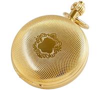 Tiong Orologio da taschino meccanico vintage unico Tourbillon fasi lunari numeri romani scala doppio cacciatore orologi da tasca & scatola regalo, Oro 28-dH, Classico