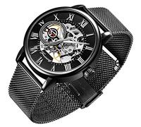 Tiong Orologio da uomo con scheletro meccanico classico con numeri romani Steampunk Orologio da uomo a carica manuale