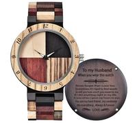 Tiong Orologio da uomo in legno inciso Orologi in legno fatti a mano per il mio papà/nonno/marito uomo analogico al quarzo legno uomo orologio da polso, Marito Wq03, Retrò