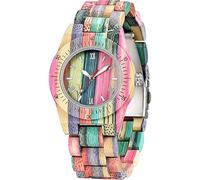 Tiong Orologio in legno da donna naturale di bambù colorato fatto a mano analogico al quarzo regolabile orologio geometrico invertito in legno