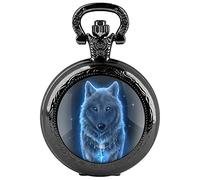 Tiong The Patch Glass Cabochon Round Quartz Pocket Watch, orologio da tasca al quarzo da uomo alla moda con catena per uomo, Ph002-uk, 100%