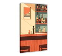 TIOQFJD 1 poster su tela per bancone bar, decorazione per camera da letto, ufficio, stanza, regalo, 50 x 75 cm