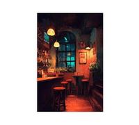 TIOQFJD 4 poster su tela da bancone da bar, decorazione artistica da parete, per soggiorno, camera da letto, 20 x 30 cm