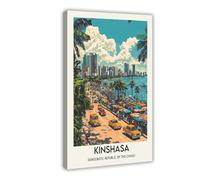 TIOQFJD Poster retrò Kinshasa su tela, decorazione artistica da parete per soggiorno, camera da letto, 50 x 75 cm