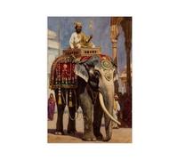 TIOQFJD Poster su tela con immagine del re cavalca un elefante, decorazione per camera da letto, ufficio, camera da letto, regalo, 20 x 30 cm