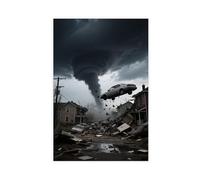 TIOQFJD Poster su tela, motivo: Tornado Hits House, decorazione artistica da parete per soggiorno, camera da letto, 40 x 60 cm, confezione da 2