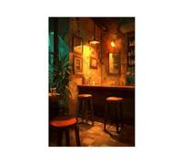 TIOQFJD Poster su tela per bancone bar, decorazione per camera da letto, ufficio, stanza, regalo, 60 x 90 cm