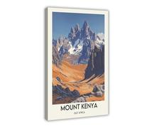 TIOQFJD Poster su tela, stile retrò, motivo: Monte Kenya, decorazione per camera da letto, ufficio, camera da letto, regalo, 30 x 45 cm