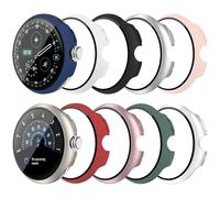 Tiorecime Confezione da 10 custodie per Google Pixel Watch 4 da 45 mm con pellicola protettiva in vetro temperato, antiurto paraurti rigido in PC, ricarica con custodia accesa, custodia protettiva