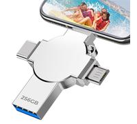 Tioreint Chiavetta USB 256GB Pen Drive 4 IN 1 USB 3.0 Pendrive 256GB Portatile Chiavetta USB C Pennetta USB con Smartphone Laptop PC OTG Android Backup Rapido