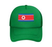 TIOYREVENO Patriotic North Korea Flag Mesh cap - Poliestere Design Regolabile,Cappello da Esterno per Campeggio Verde Taglia Unica