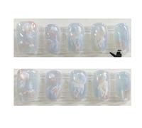 Tip Unghie 10 pezzi da donna, coda di pesce sogno, meduse, fatte a mano, con occhi gatto, stampa sulle unghie, nail art finte staccabili(Blue-jellyfish-M)