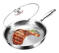 Tipanexi Titanium Pan Pro with Lid, Titanium Frying Pans for Cooking Non Stick, Compatible With All Cooktops (Silver,32cm)