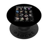 Tipi di Angelfish Camicia Angelfish Pesce Acquario di Acqua Dolce PopSockets PopGrip Adesivo