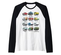 Tipi di Camion educativi Camion Grafico Ragazzi Ragazze Bambini Maglia con Maniche Raglan