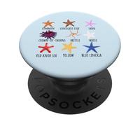Tipi di grafico delle stelle marine per gli amanti della vita marina dell'oceano della PopSockets PopGrip Adesivo