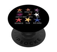 Tipi di grafico delle stelle marine per gli amanti della vita marina dell'oceano della PopSockets PopGrip Adesivo