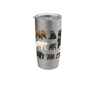 Tipi di orsi - Specie Orso Fauna Selvatica Ragazzi Ragazze Bambini Bicchiere termico in acciaio inox doppia parete