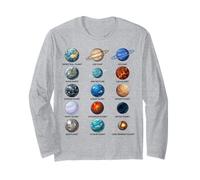 Tipi di Pianeti Astronomia Science Chart Maglia a Manica